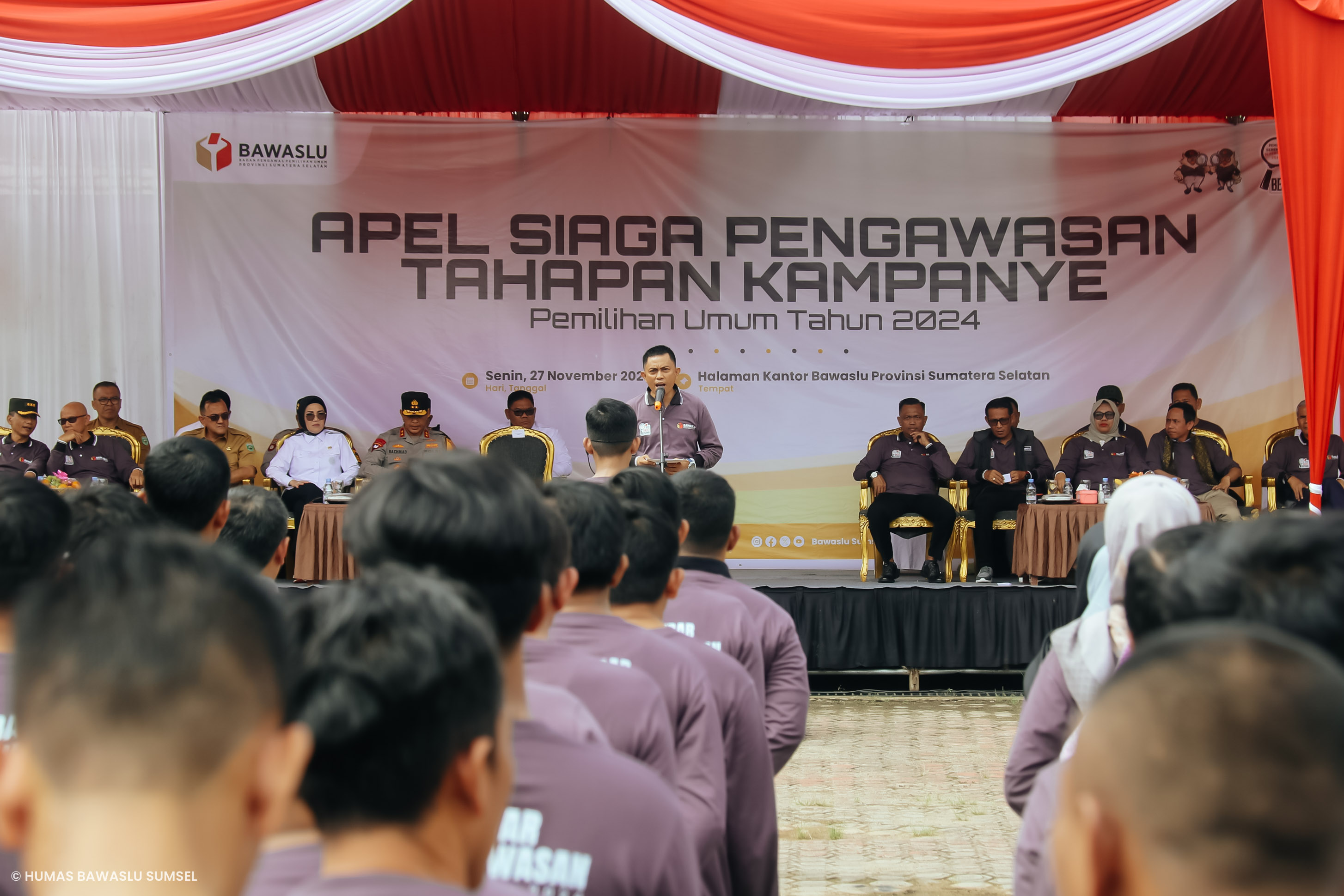 GELAR APEL SIAGA, BAWASLU SUMSEL PASTIKAN AWASI KETAT KAMPANYE