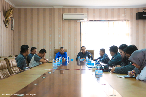 DETEKSI DINI GANGGUAN KEAMANAN TAHAPAN PEMILU, BAWASLU SUMSEL TERIMA KUNJUNGAN DIT INTELKAM POLDA SUMSEL