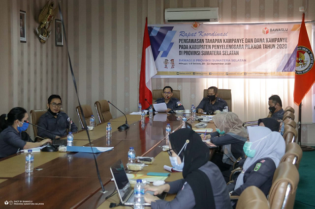 Bawaslu Sumsel Gelar Rakor Pengawasan Tahapan Kampanye dan Dana Kampanye secara Daring