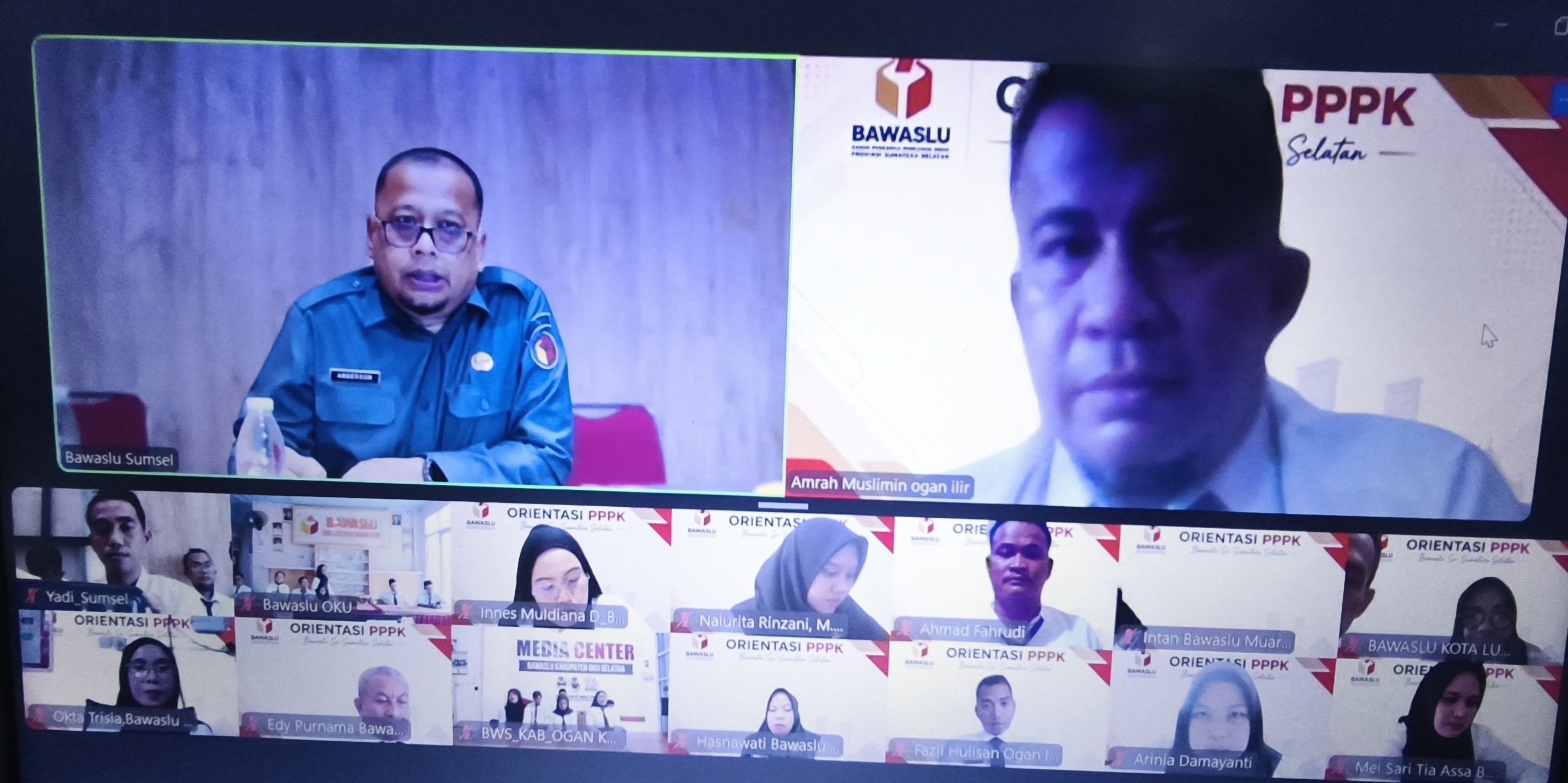 Kepala Sekretariat Bawaslu Sumsel Anderson saat memberikan arahan pada kegiatan Orientasi Pegawai Pemerintah dengan Perjanjian Kerja (PPPK) Tahun 2026, Senin (20/07/2026).