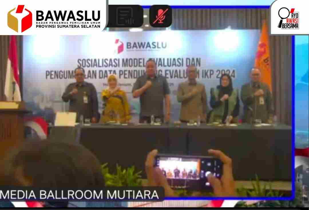 Kegiatan Sosialisasi Model Evaluasi dan Pengumpulan Data Pendukung Evaluasi Indeks Kerawanan Pemilu atau IKP 2024 secara daring pada Selasa, (04/08/2026).