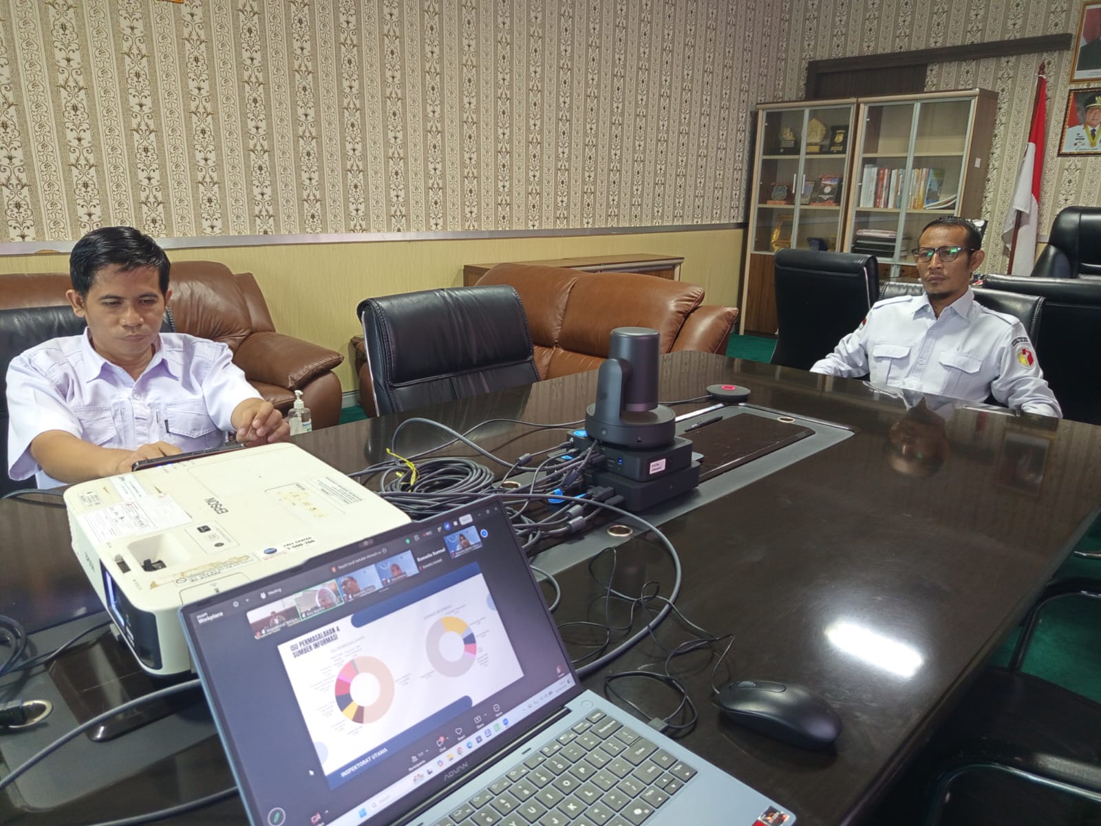 Anggota Bawaslu Sumsel Ardityanto saat hadiri Rapat Pemantauan dan Pembinaan Pertanggungjawaban Belanja Sana Hibah Pilkada Serentak Tahun 2024 secara daring, Rabu (02/09/2026). 