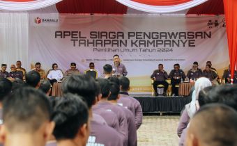 GELAR APEL SIAGA, BAWASLU SUMSEL PASTIKAN AWASI KETAT KAMPANYE