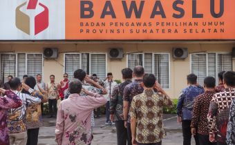 JELANG HUT KE-16 BAWASLU,  BAWASLU SUMSEL GELAR APEL PENCANANGAN